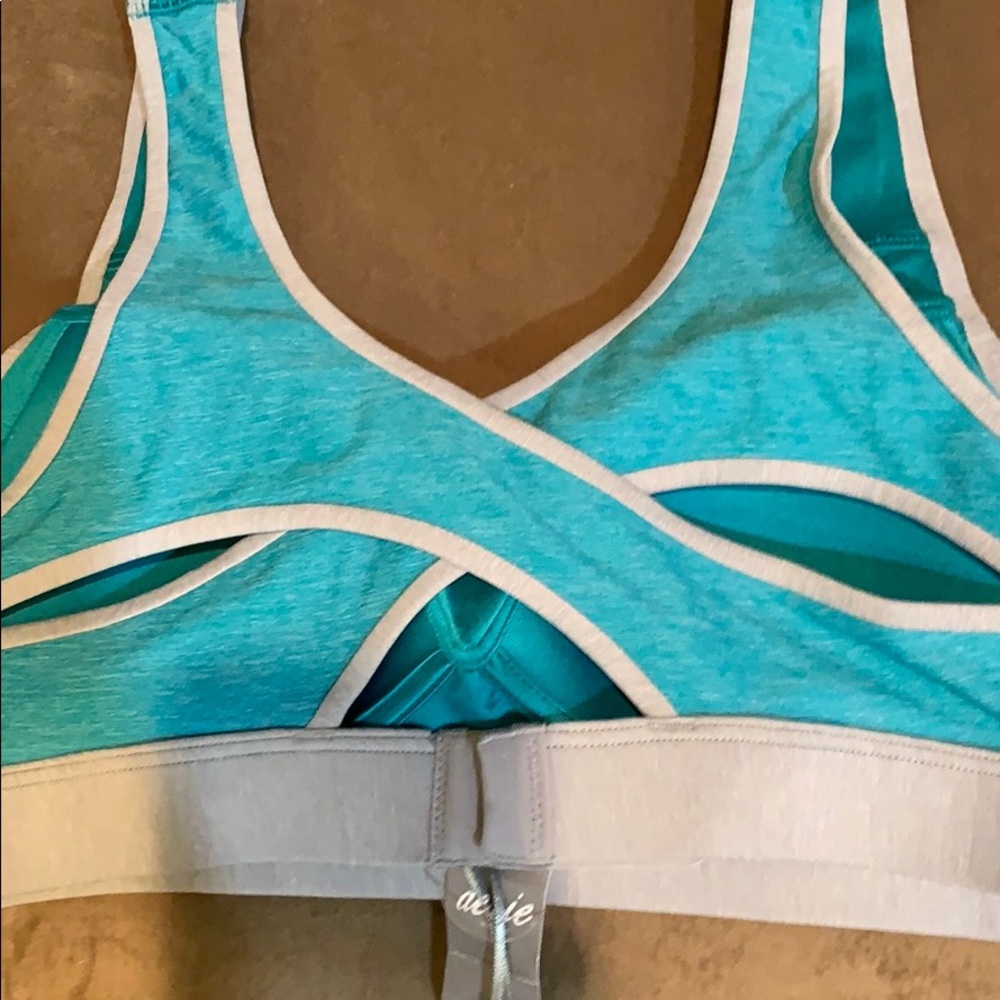 NWT Aerie sports bra, teal and gray, 34b. - Picture 3 of 5